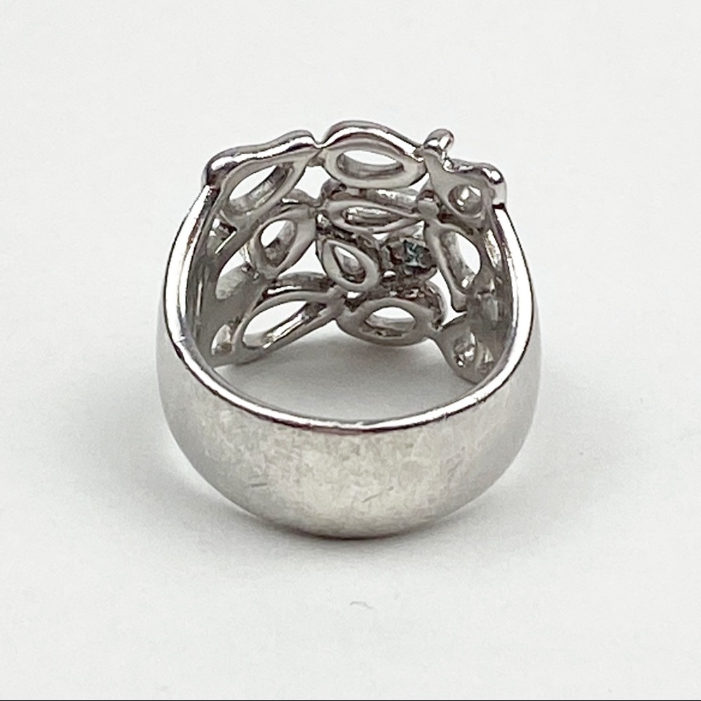 Sterling Silver 925 Vintage Teardrop and Scroll Design Statement Ring - Picture 8 of 11